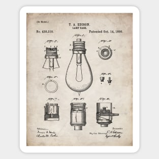 Edison Lamp Patent - New Homeowner Housewarming Decor Art - Antique Sticker